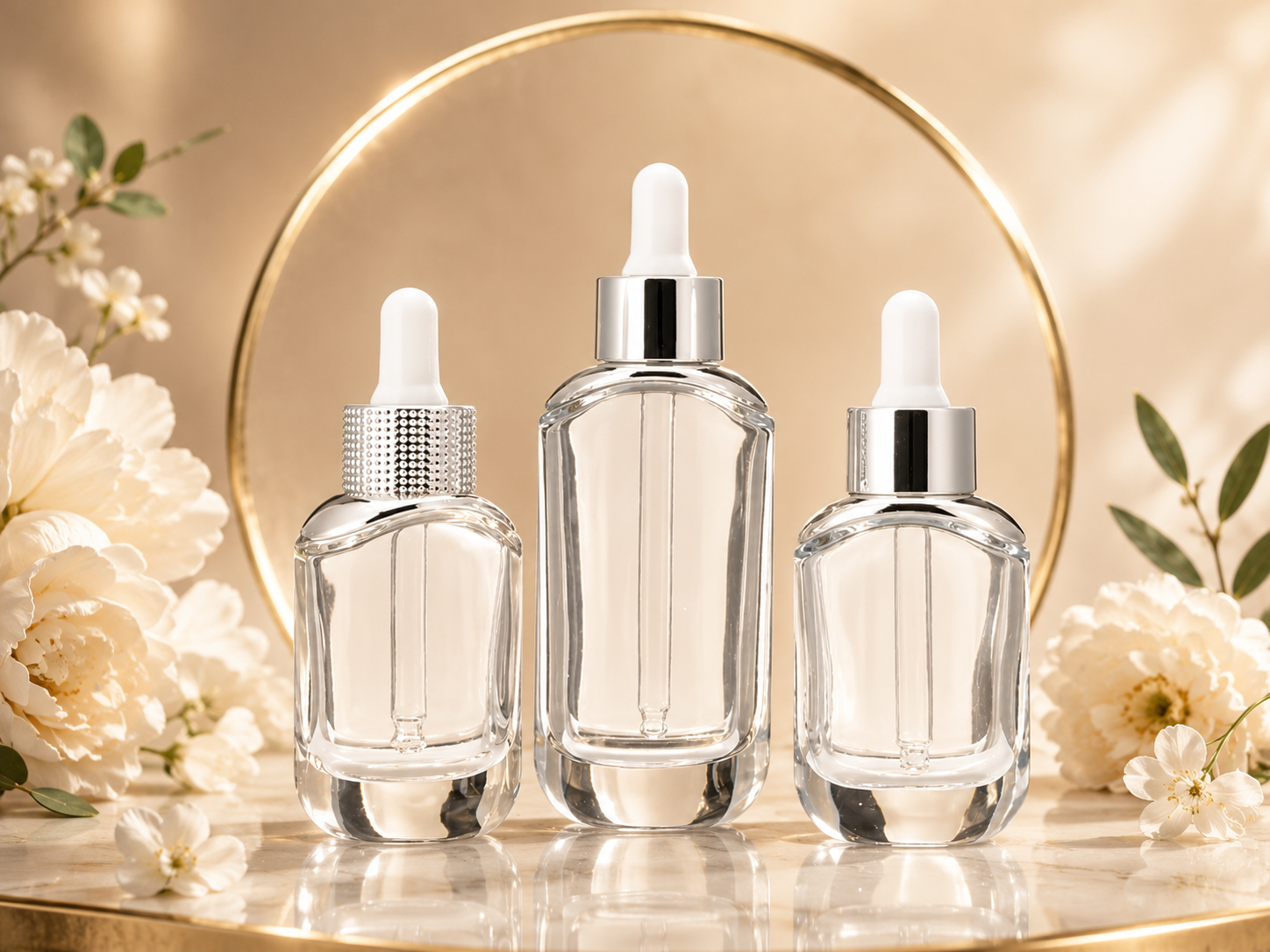 Chai thủy tinh theo yêu cầu cho serum mỹ phẩm