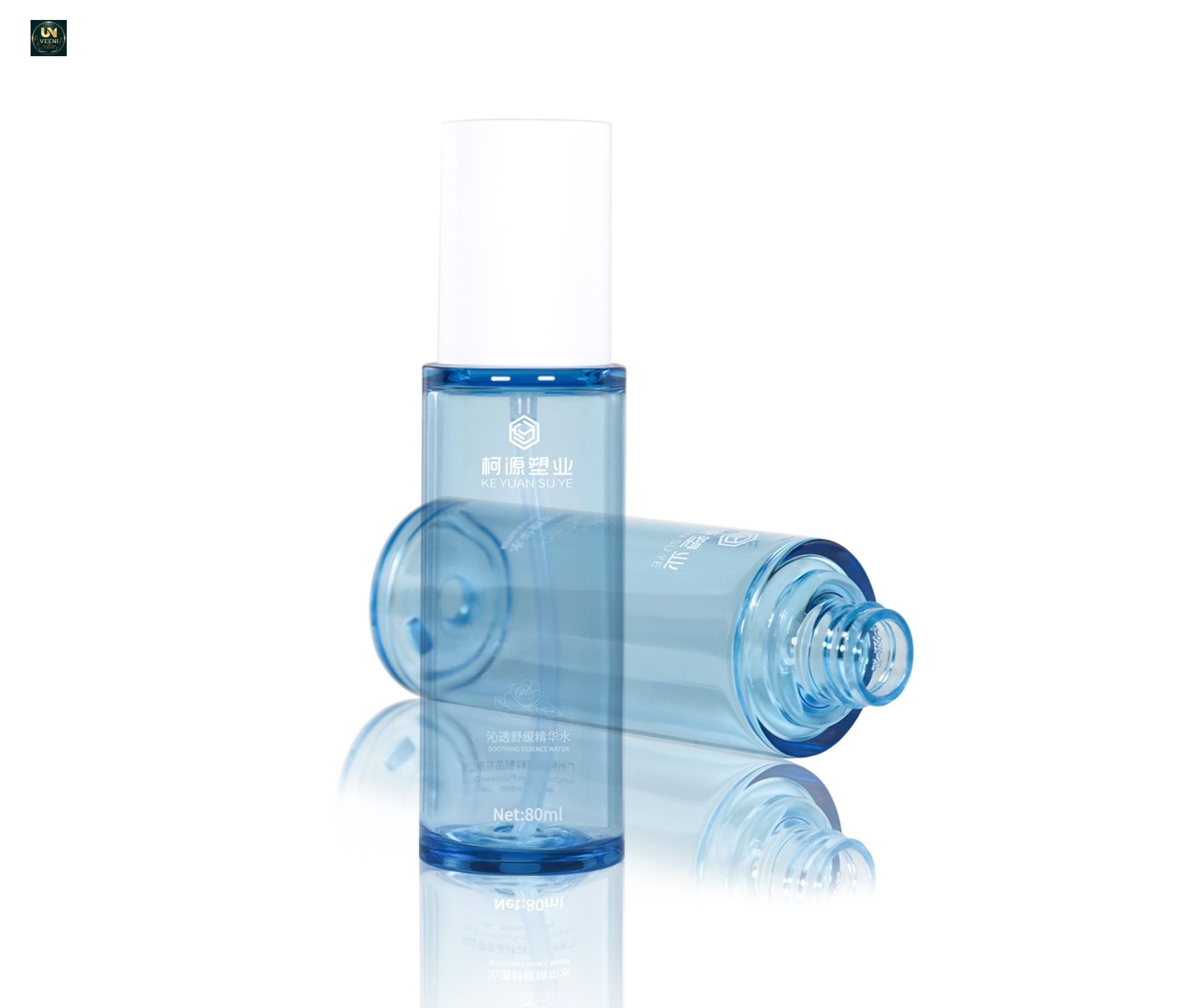 KY-RPETG-BLU-6080 - Bộ Chai Bơm Dưỡng Da Nhựa PETG Tái Sinh Trong Xanh 60ml 80ml