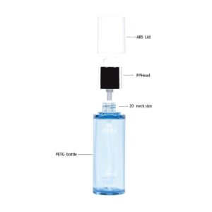 KY-RPETG-BLU-6080 - Bộ Chai Bơm Dưỡng Da Nhựa PETG Tái Sinh Trong Xanh 60ml 80ml