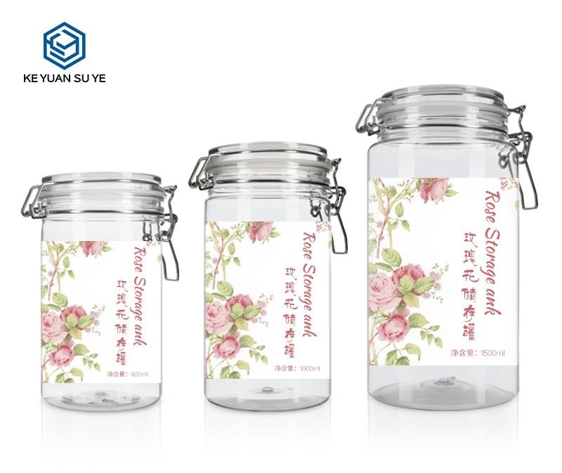 KY006PC - Hũ Nhựa PET Miệng Rộng 500-1500ml Đựng Hoa Khô, Trà, Mật Ong