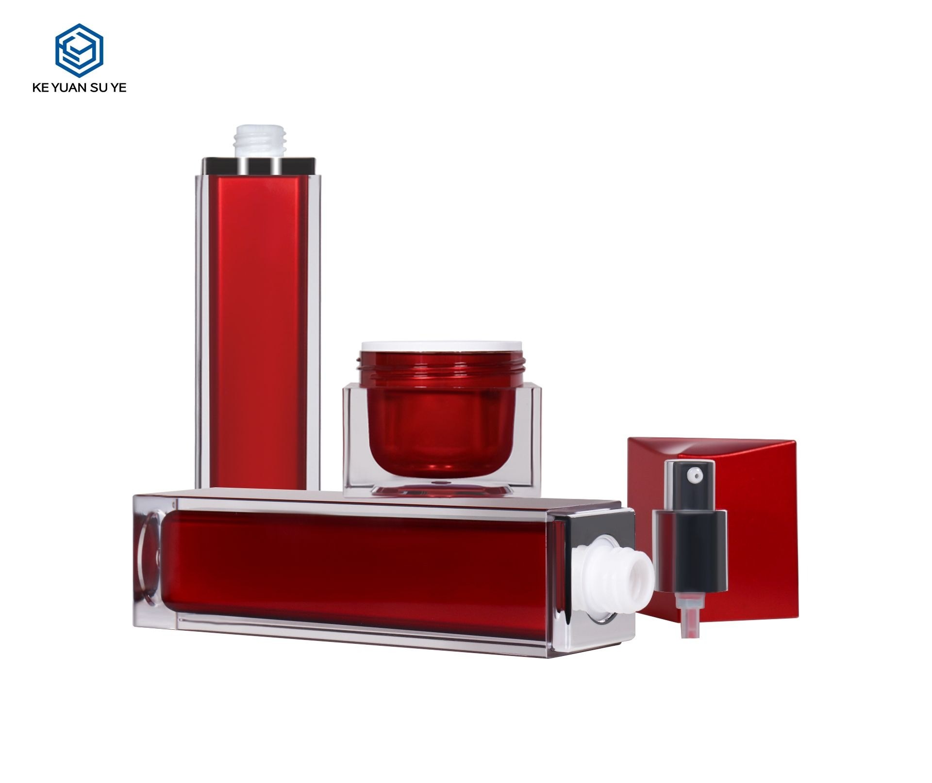 KY020 - Chai Xịt Dưỡng Acrylic Sang Trọng Màu Đỏ Kèm Hũ Kem Nắp Đặc Biệt