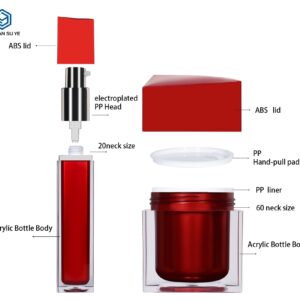 KY020 - Chai Xịt Dưỡng Acrylic Sang Trọng Màu Đỏ Kèm Hũ Kem Nắp Đặc Biệt