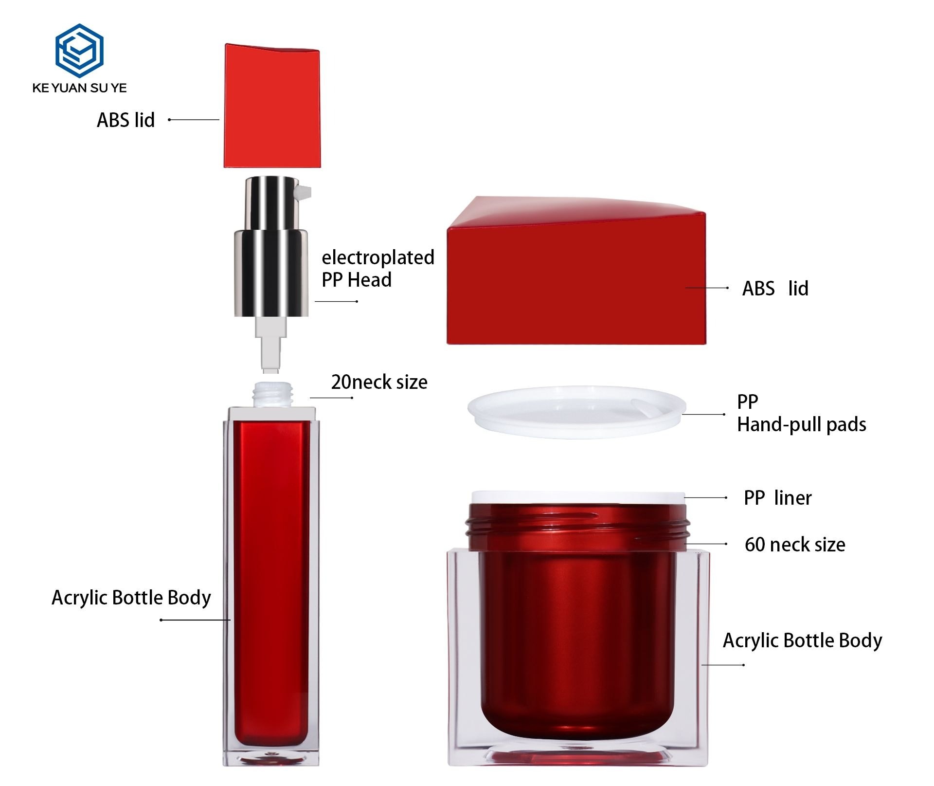 KY020 - Chai Xịt Dưỡng Acrylic Sang Trọng Màu Đỏ Kèm Hũ Kem Nắp Đặc Biệt