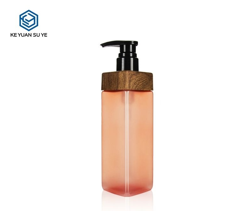 KY021 - Chai Nhựa PET Bơm Lotion 350ml Dáng Vuông, Cổ Viền Vân Gỗ