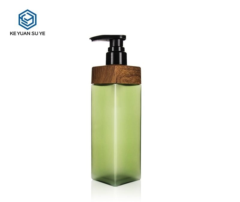KY021 - Chai Nhựa PET Bơm Lotion 350ml Dáng Vuông, Cổ Viền Vân Gỗ