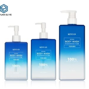 KY022-1 - Chai Nhua PETG Vuong Gradient Xanh Duong Dung Sua Tam Nam 250ml/350ml/500ml