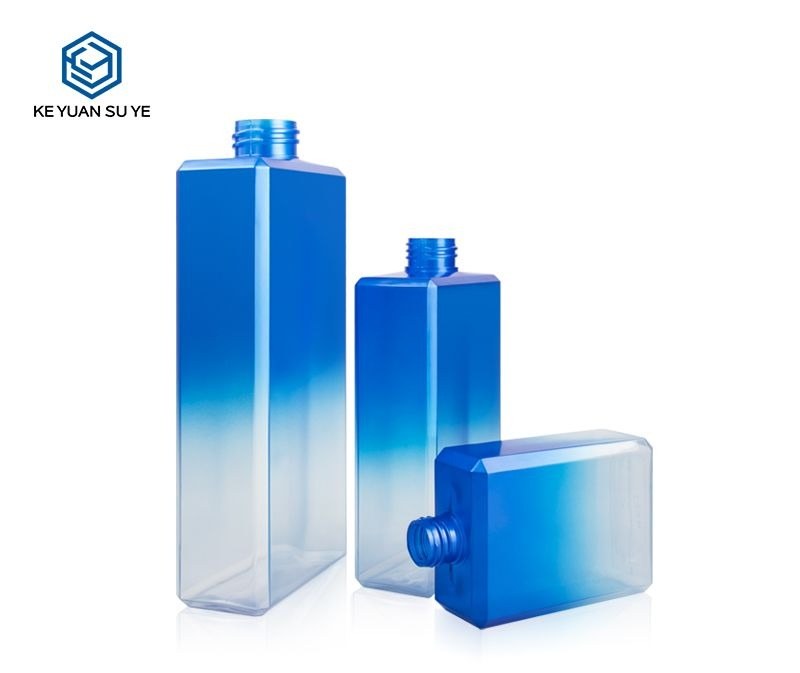 KY022-1 - Chai Nhua PETG Vuong Gradient Xanh Duong Dung Sua Tam Nam 250ml/350ml/500ml