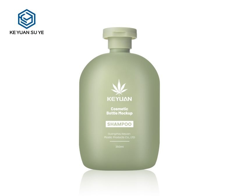 KY053 - Chai Nhua HDPE Dung Dau Goi/Sua Tam Mau Xanh 350ml, Nap Bat, Hieu Ung Soft-Touch