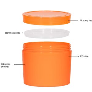 KY064PJ - Hũ Nhựa PP Miệng Rộng 250ml Màu Cam Đựng Kem Body & Tẩy Tế Bào Chết