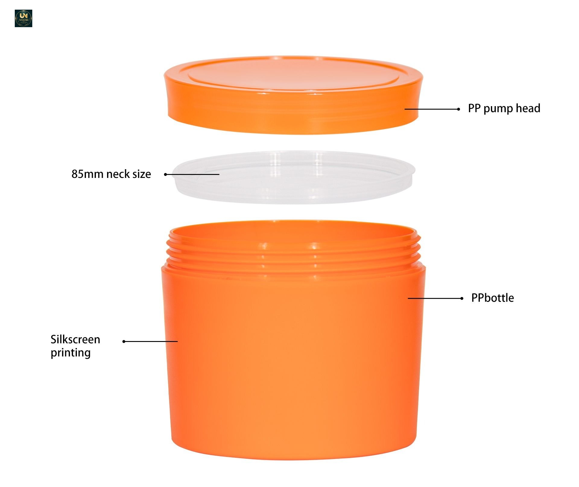 KY064PJ - Hũ Nhựa PP Miệng Rộng 250ml Màu Cam Đựng Kem Body & Tẩy Tế Bào Chết