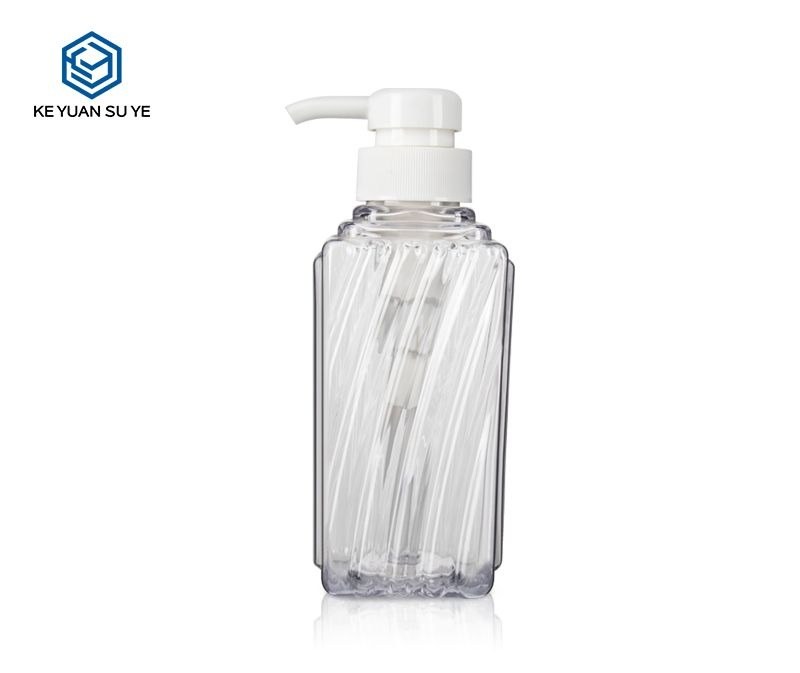 KY074 - Chai nhựa PET trong suốt vân sọc 300ml đựng dầu gội, dầu xả, sữa tắm