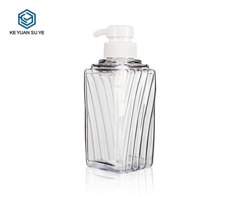 KY074 - Chai nhựa PET trong suốt vân sọc 300ml đựng dầu gội, dầu xả, sữa tắm