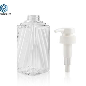 KY074 - Chai nhựa PET trong suốt vân sọc 300ml đựng dầu gội, dầu xả, sữa tắm