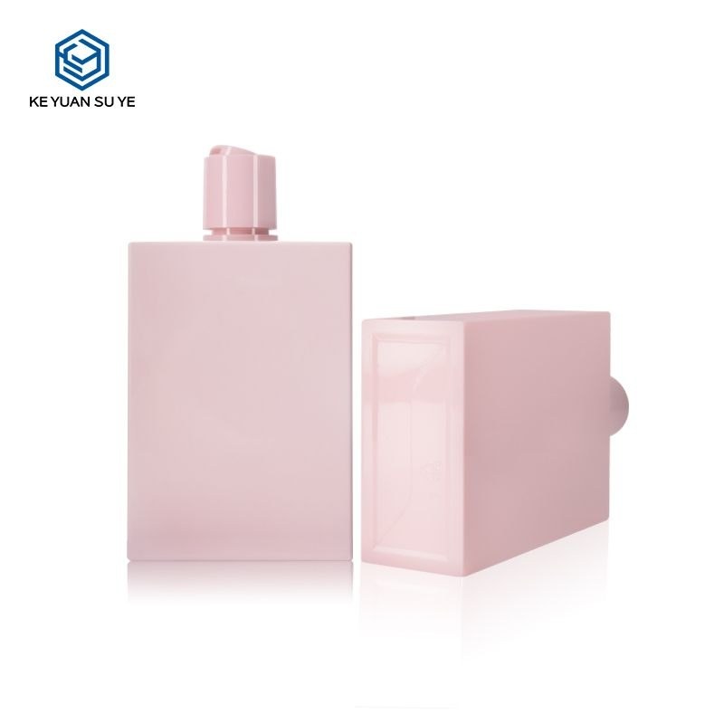 KY108-2 - Chai Xịt Nước Hoa Vuông PETG Cao Cấp 300ml Vai Bằng Màu Hồng