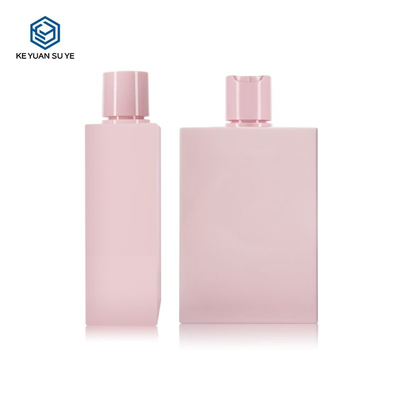 KY108-2 - Chai Xịt Nước Hoa Vuông PETG Cao Cấp 300ml Vai Bằng Màu Hồng