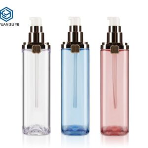 KY119 - Chai nhựa PET mỹ phẩm họa tiết cỏ bốn lá, vòi bơm lotion cao cấp