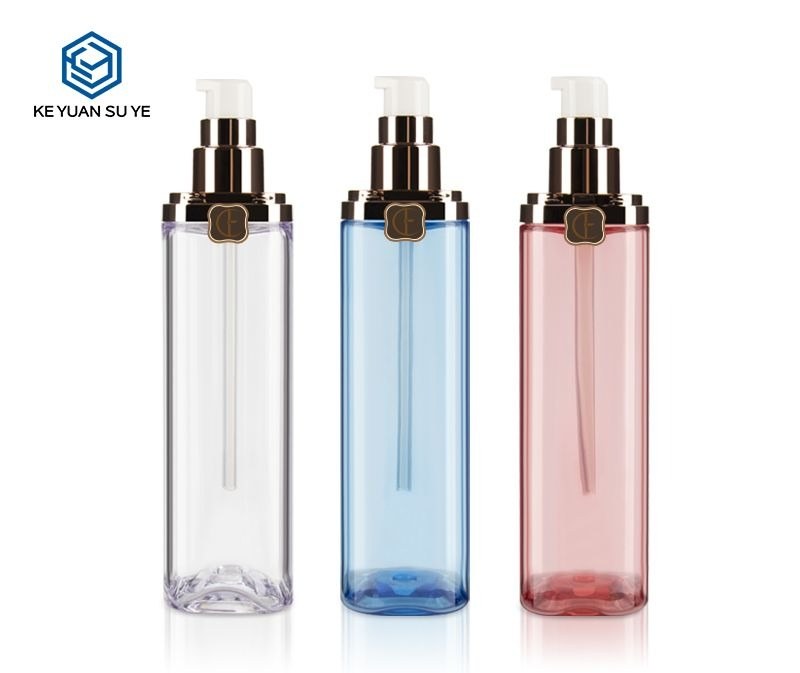 KY119 - Chai nhựa PET mỹ phẩm họa tiết cỏ bốn lá, vòi bơm lotion cao cấp