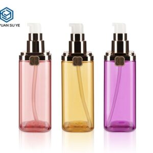 KY119 - Chai nhựa PET mỹ phẩm họa tiết cỏ bốn lá, vòi bơm lotion cao cấp