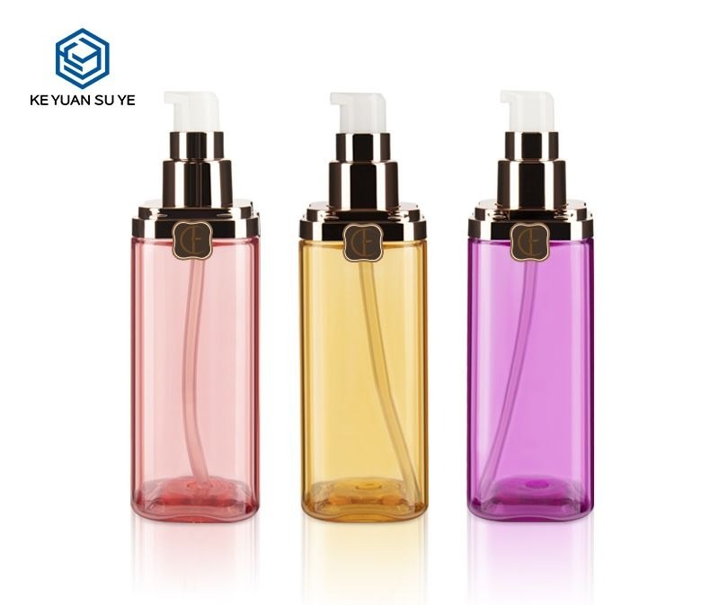 KY119 - Chai nhựa PET mỹ phẩm họa tiết cỏ bốn lá, vòi bơm lotion cao cấp