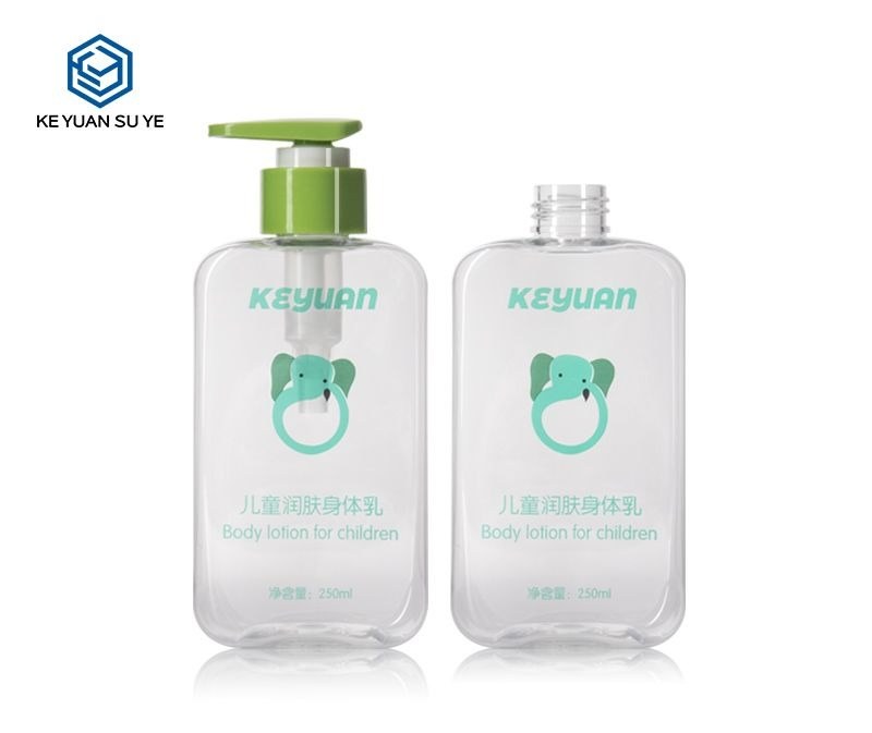 KY189 - Chai Nhựa PET Dẹt Trong Suốt 250ml/380ml Dùng Kèm Vòi Bơm