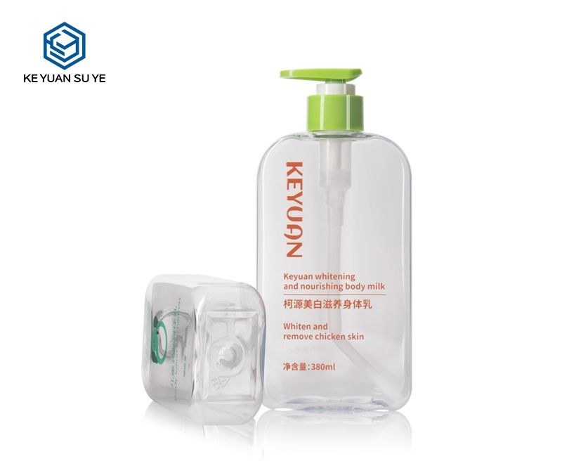 KY189 - Chai Nhựa PET Dẹt Trong Suốt 250ml/380ml Dùng Kèm Vòi Bơm
