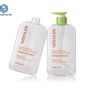 KY189 - Chai Nhựa PET Dẹt Trong Suốt 250ml/380ml Dùng Kèm Vòi Bơm