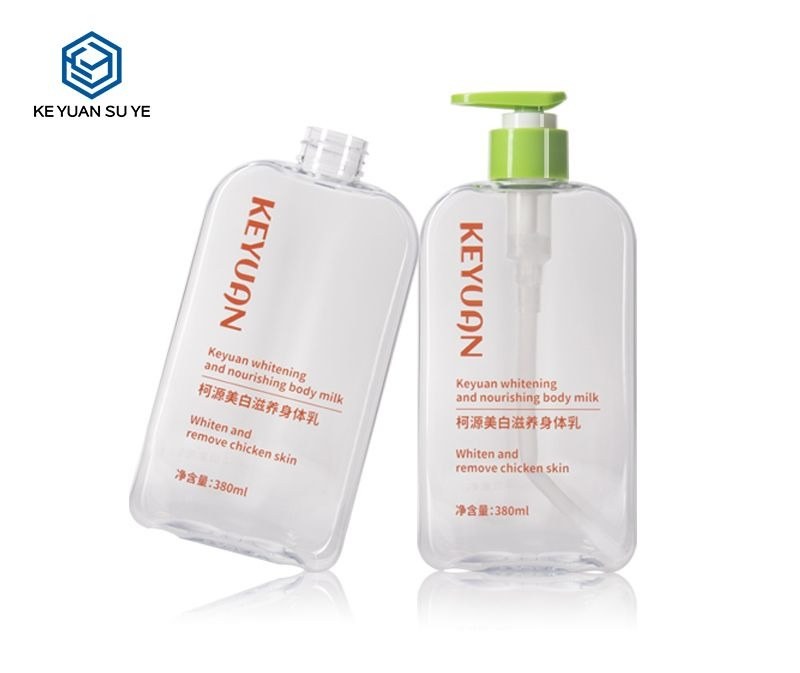 KY189 - Chai Nhựa PET Dẹt Trong Suốt 250ml/380ml Dùng Kèm Vòi Bơm