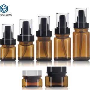 KY195-2 - Chai Nhựa PET Màu Hổ Phách Đựng Toner/Lotion Kèm Vòi Bơm, 20-120ml