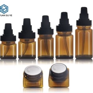 KY195-2 - Chai Nhựa PET Màu Hổ Phách Đựng Toner/Lotion Kèm Vòi Bơm, 20-120ml