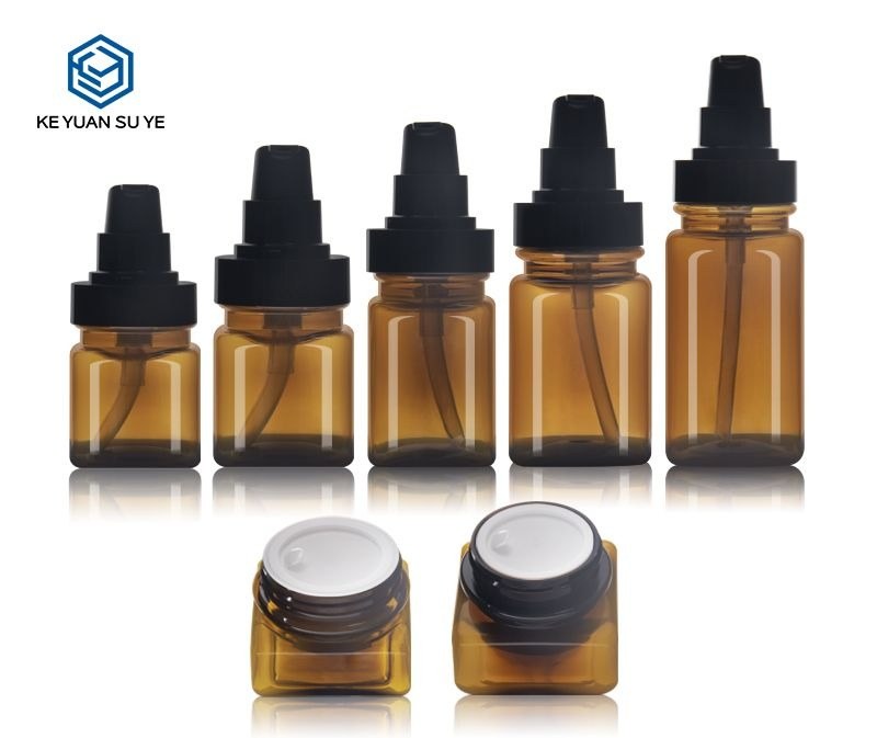 KY195-2 - Chai Nhựa PET Màu Hổ Phách Đựng Toner/Lotion Kèm Vòi Bơm, 20-120ml