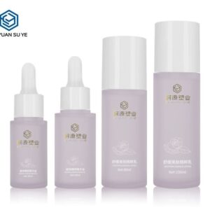 KY201-2 - Bộ Chai Mỹ Phẩm Tím Sang Trọng: Chai Toner 80ml/100ml & Chai Nhỏ Giọt Tinh Dầu 30ml/50ml