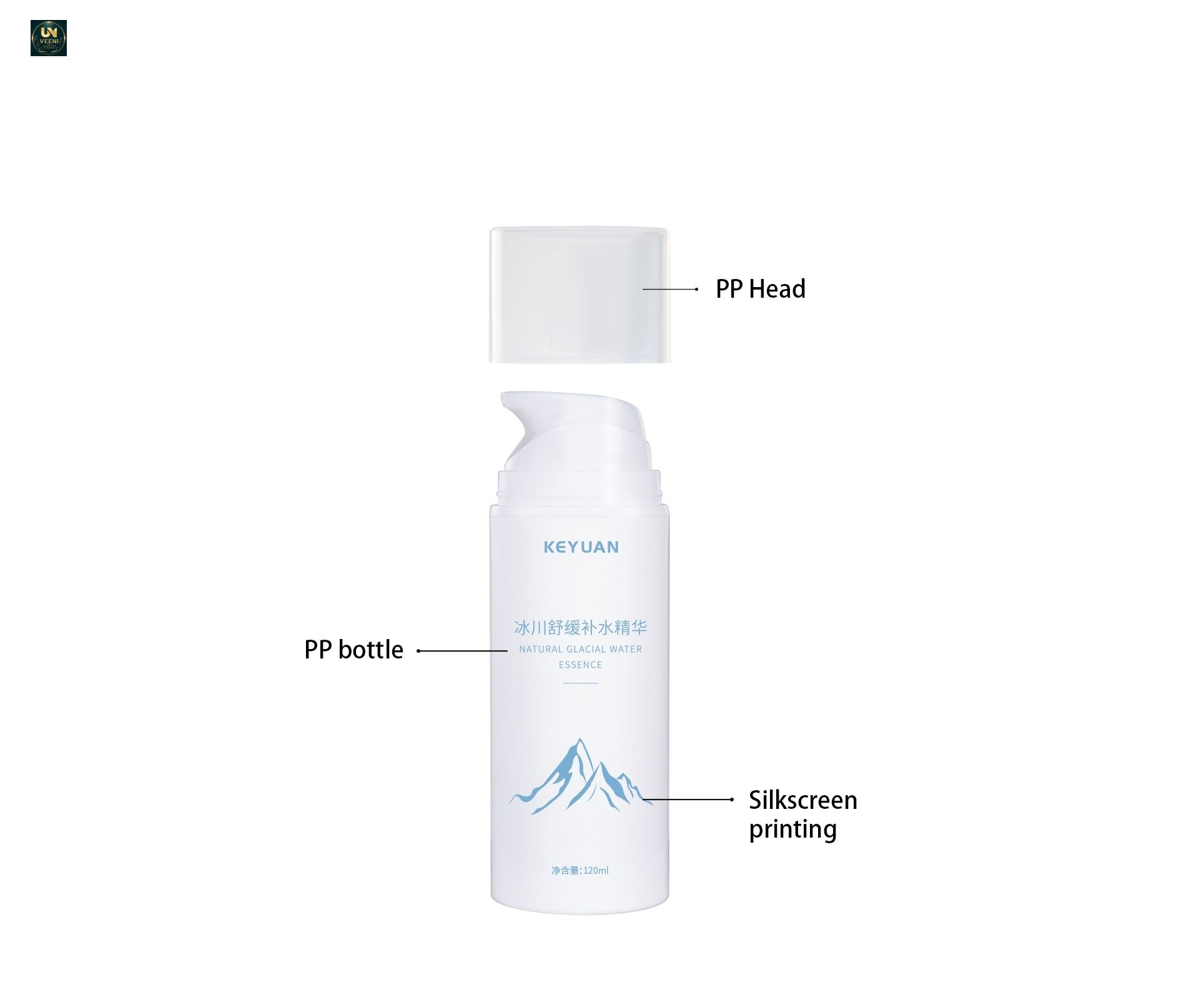 KY209 - Chai Nhựa PP Tròn Đựng Toner/Essence Kèm Vòi Bơm Lotion