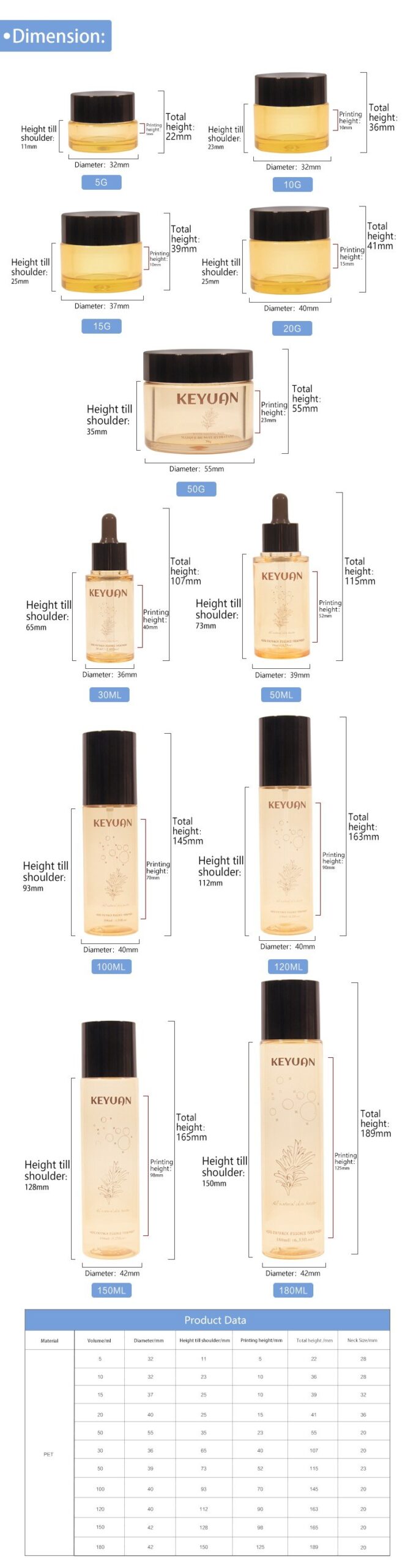 KY217 - Bộ Chai Lọ Mỹ Phẩm Cao Cấp: Chai Lotion & Hũ Kem Dưỡng Da