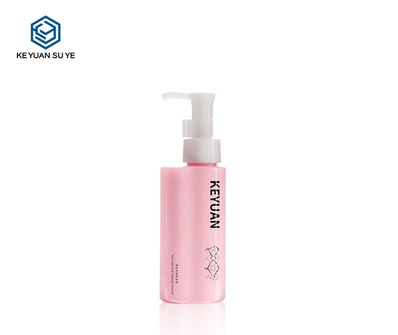 KY223 - Chai đựng dầu tẩy trang PET 100ml dáng đặc biệt màu hồng