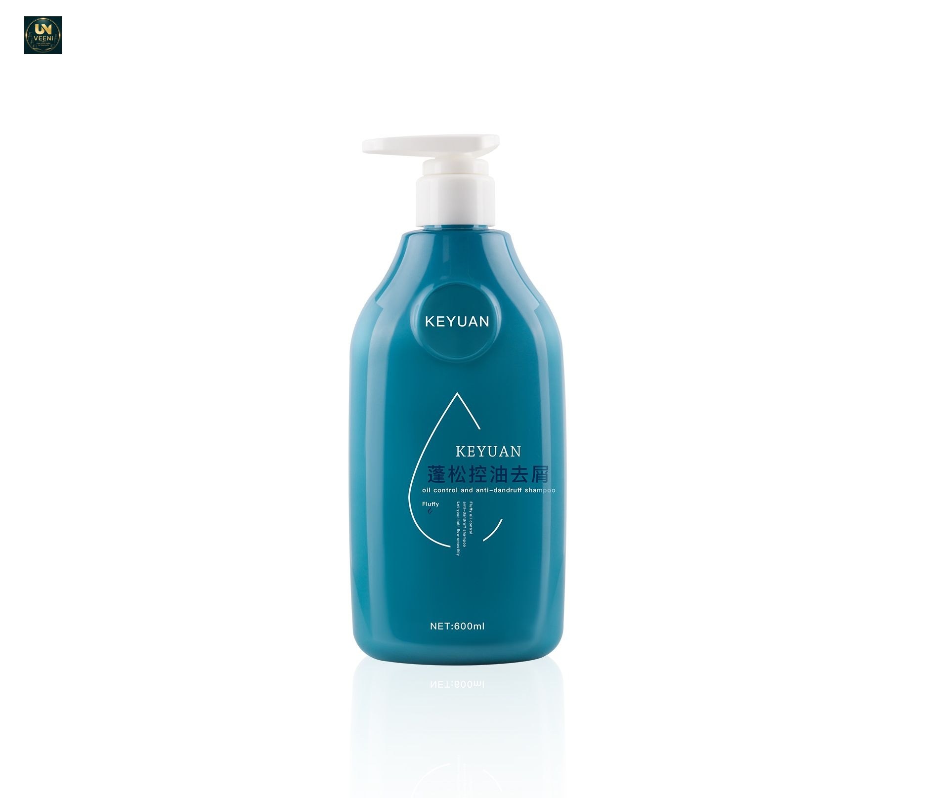 KY225 - Chai Nhựa Dầu Gội 600ml Dáng Dẹt Màu Xanh Dương, Vòi Bơm Cao Cấp