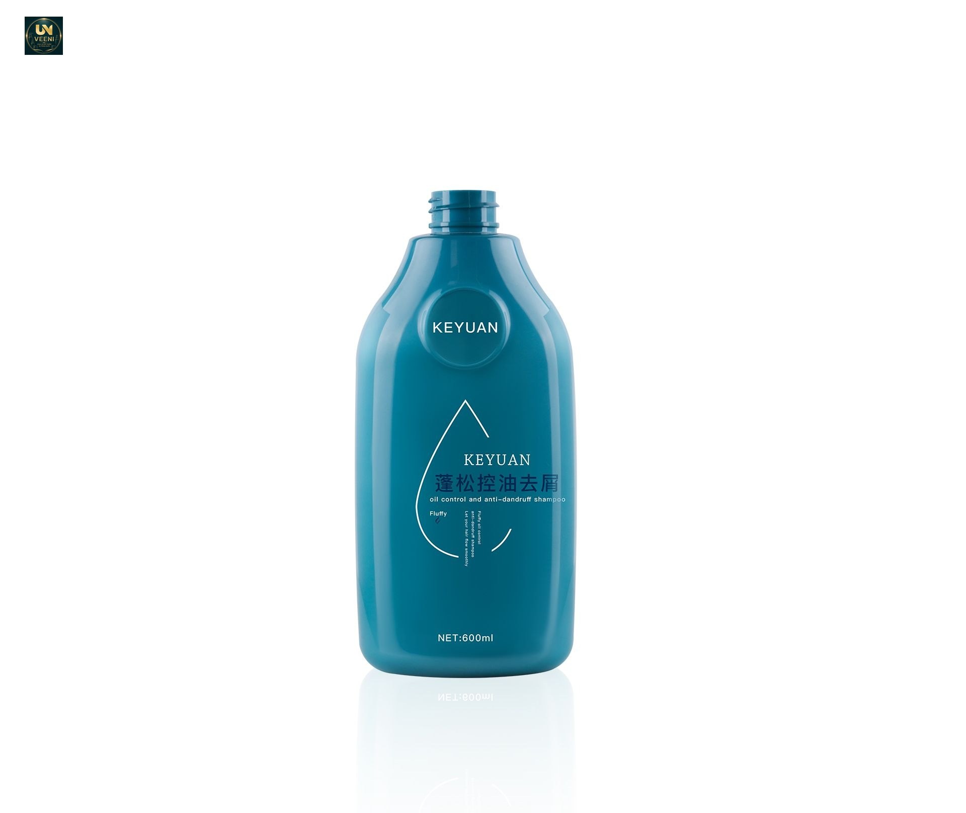 KY225 - Chai Nhựa Dầu Gội 600ml Dáng Dẹt Màu Xanh Dương, Vòi Bơm Cao Cấp