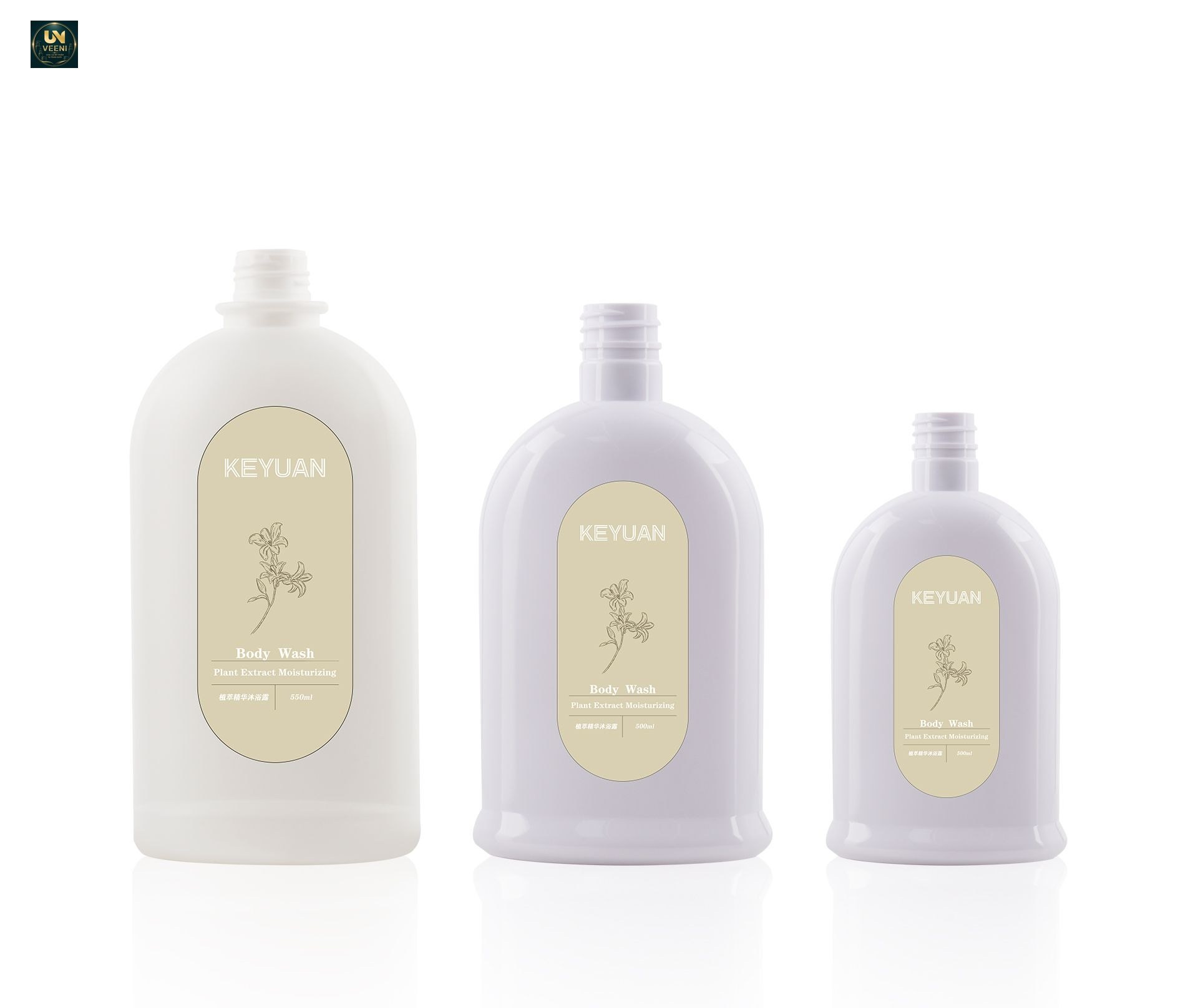 KY226 - Chai Nhựa Dẹt Đựng Sữa Tắm/Dầu Gội 550ml-500ml-250ml Nắp Bật Đen