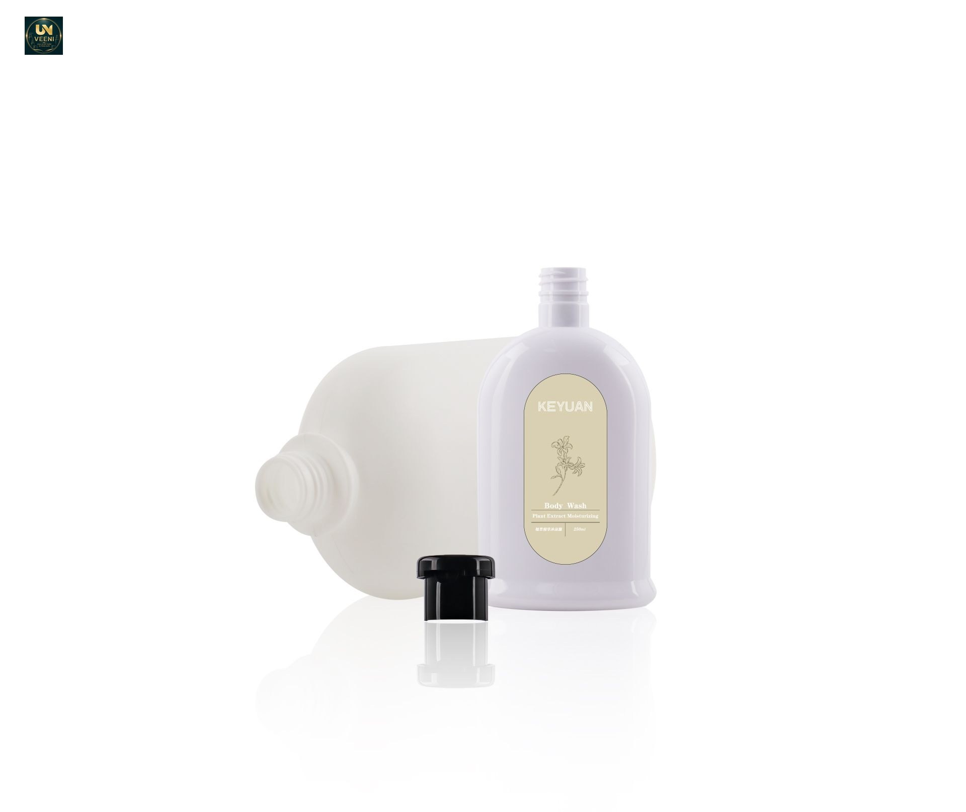 KY226 - Chai Nhựa Dẹt Đựng Sữa Tắm/Dầu Gội 550ml-500ml-250ml Nắp Bật Đen