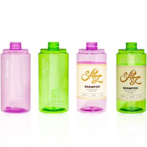 KY229-2 - Chai nhựa PET tròn 500ml đựng dầu gội/mỹ phẩm, nắp đĩa bạc