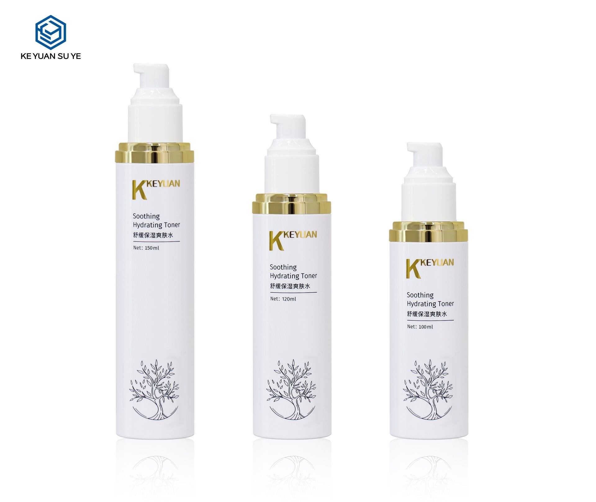 KY230-1 - Chai Lotion Cao Cấp Vai Mạ Vàng, Nắp Bơm 100-150ml