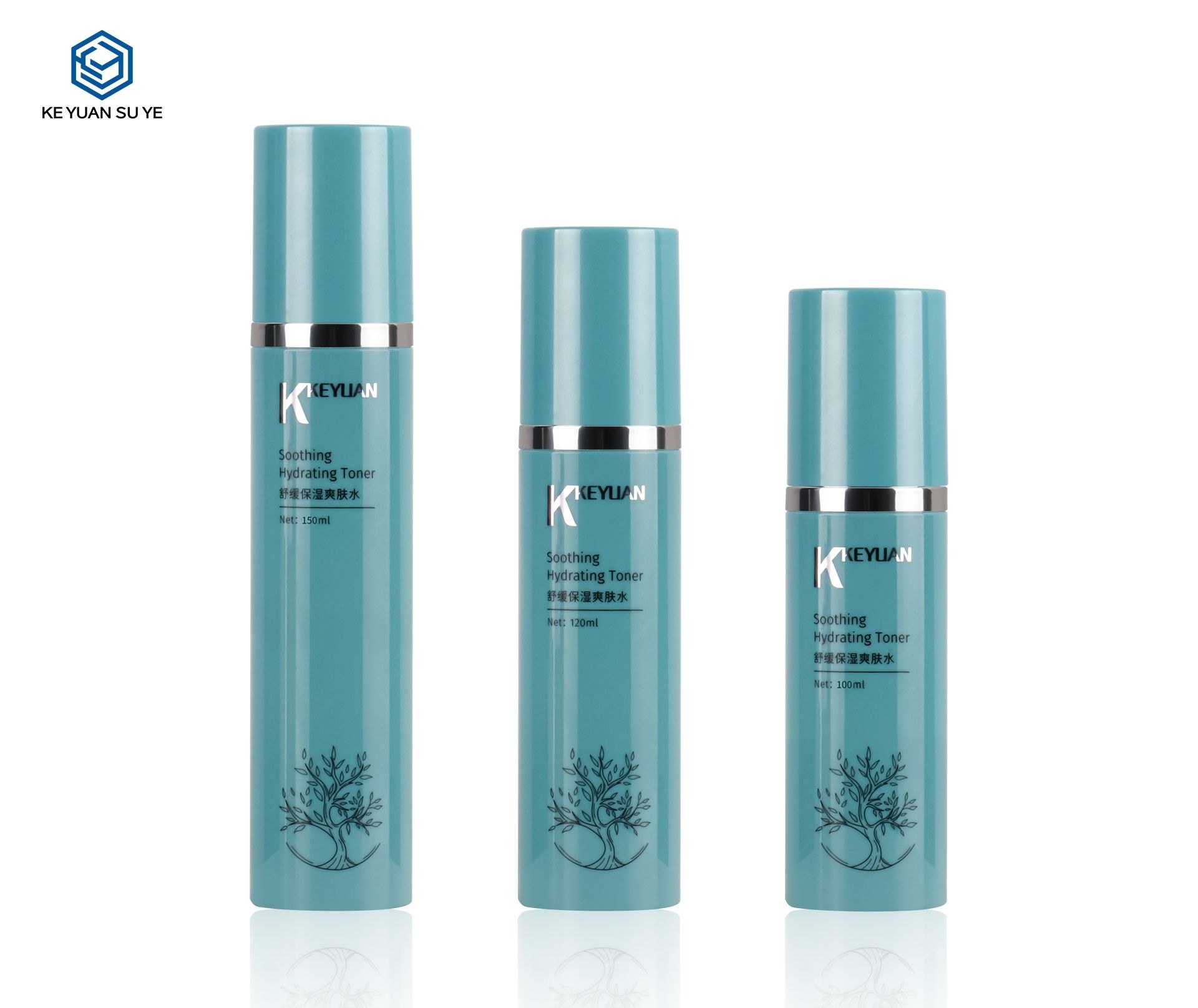 KY230-3 - Chai Nhựa PET Tròn Màu Xanh Đựng Lotion 100ml/120ml/150ml