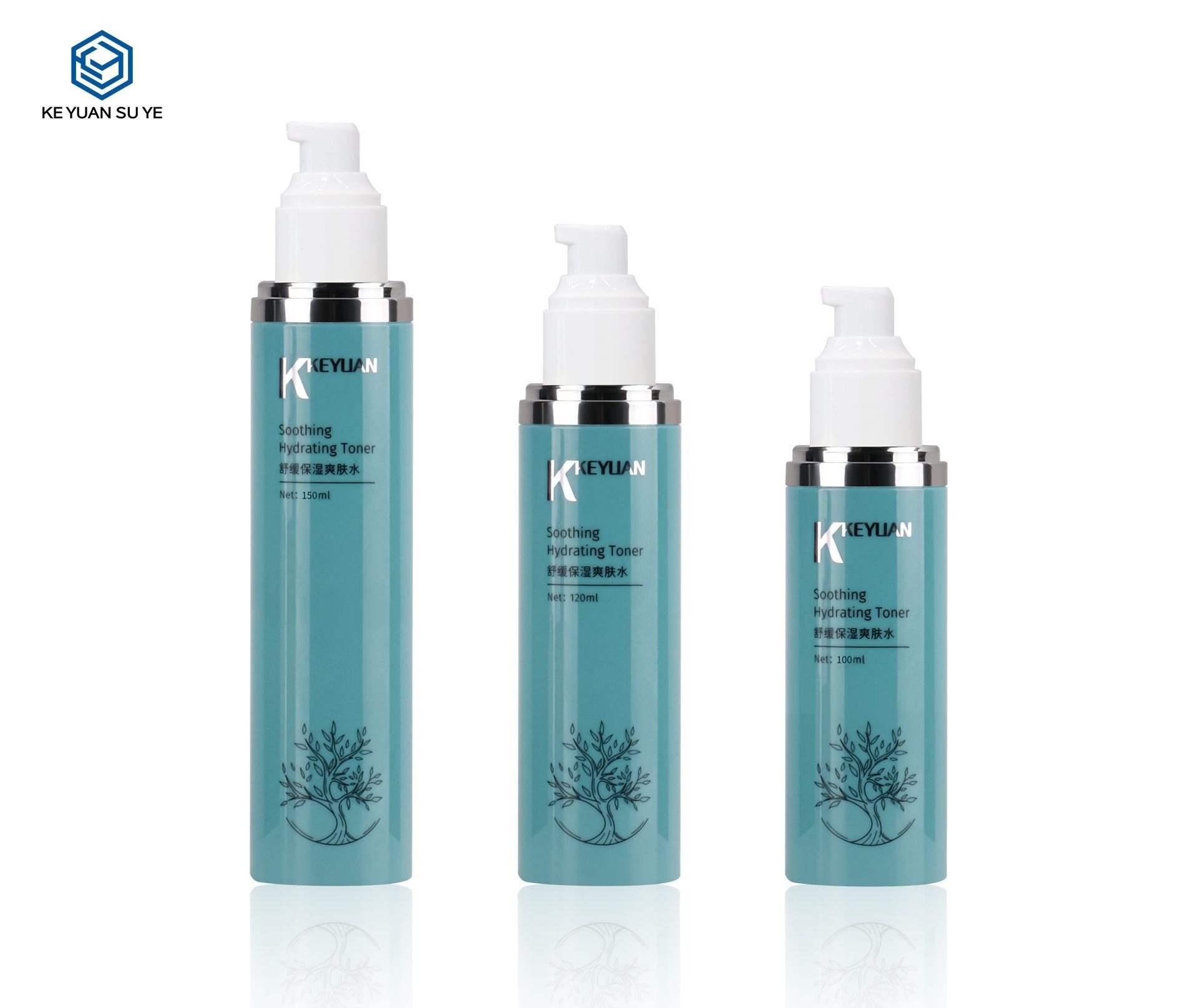 KY230-3 - Chai Nhựa PET Tròn Màu Xanh Đựng Lotion 100ml/120ml/150ml