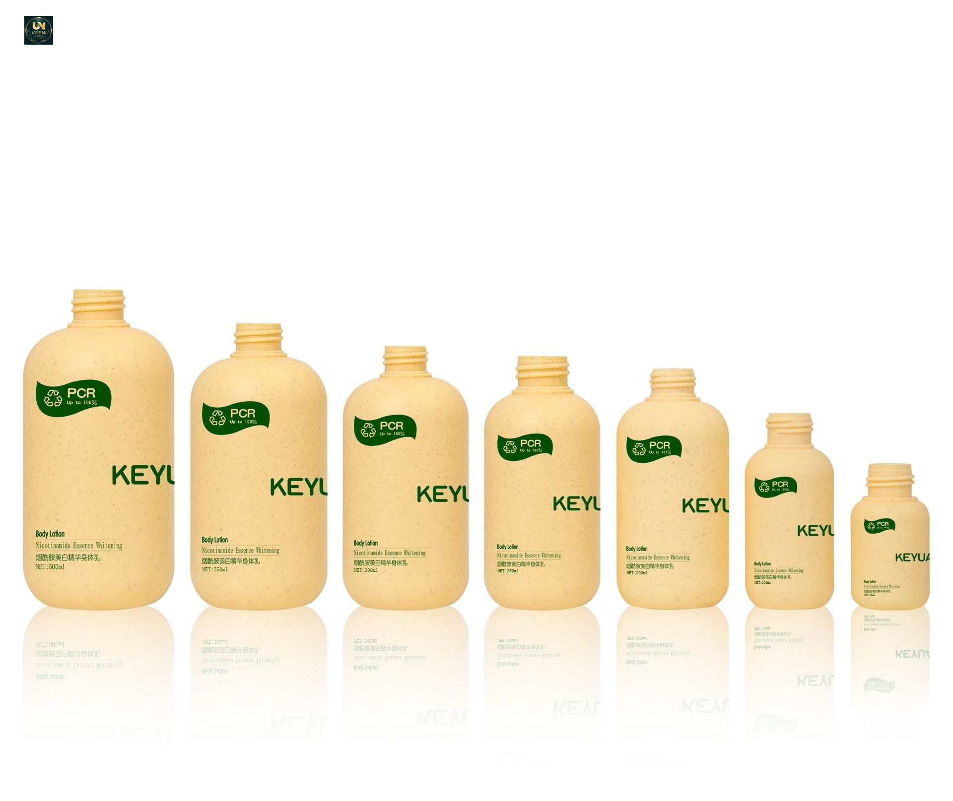 KY233 - Chai nhua PE trong suot 300ml dung dau goi/sua tam, mau vang sang trong