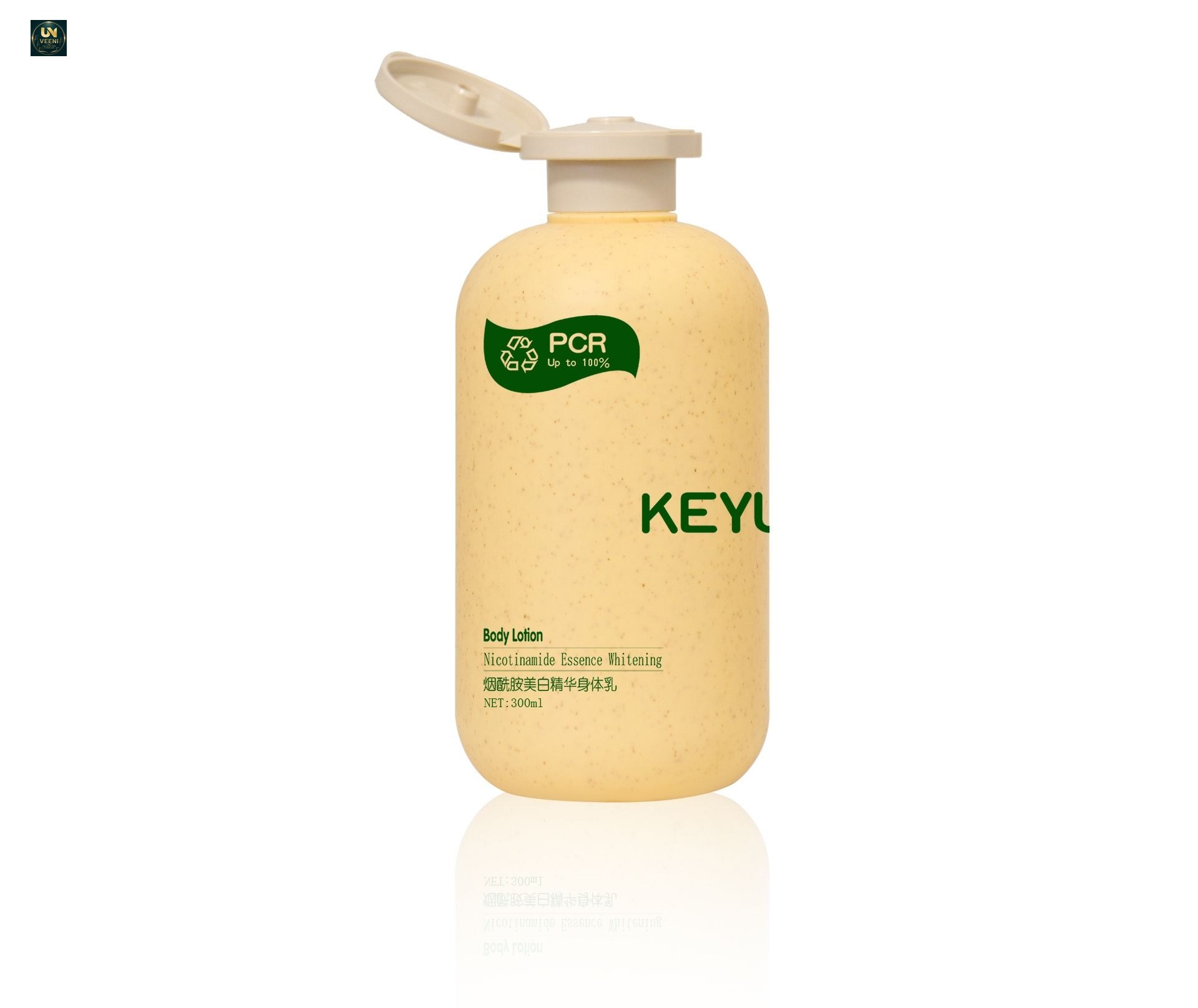 KY233 - Chai nhua PE trong suot 300ml dung dau goi/sua tam, mau vang sang trong