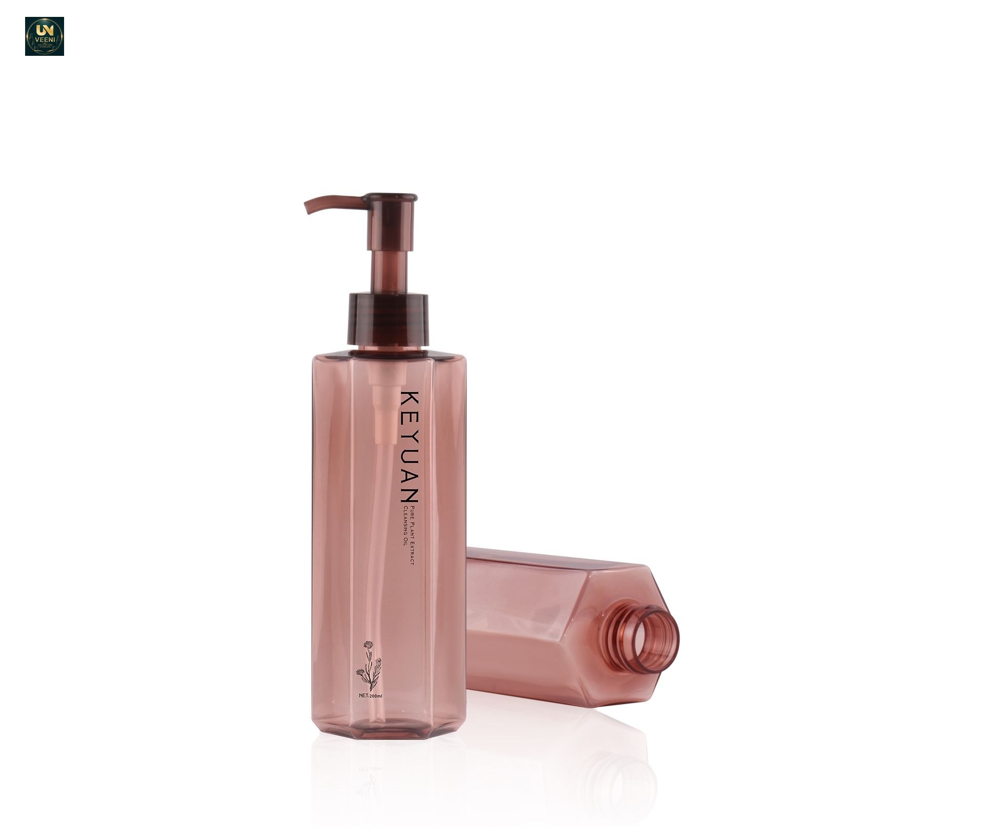 KY239 - Chai Nhựa PET 200ml Đựng Dầu Tẩy Trang/Dầu Tắm Cao Cấp Có Vòi Bơm