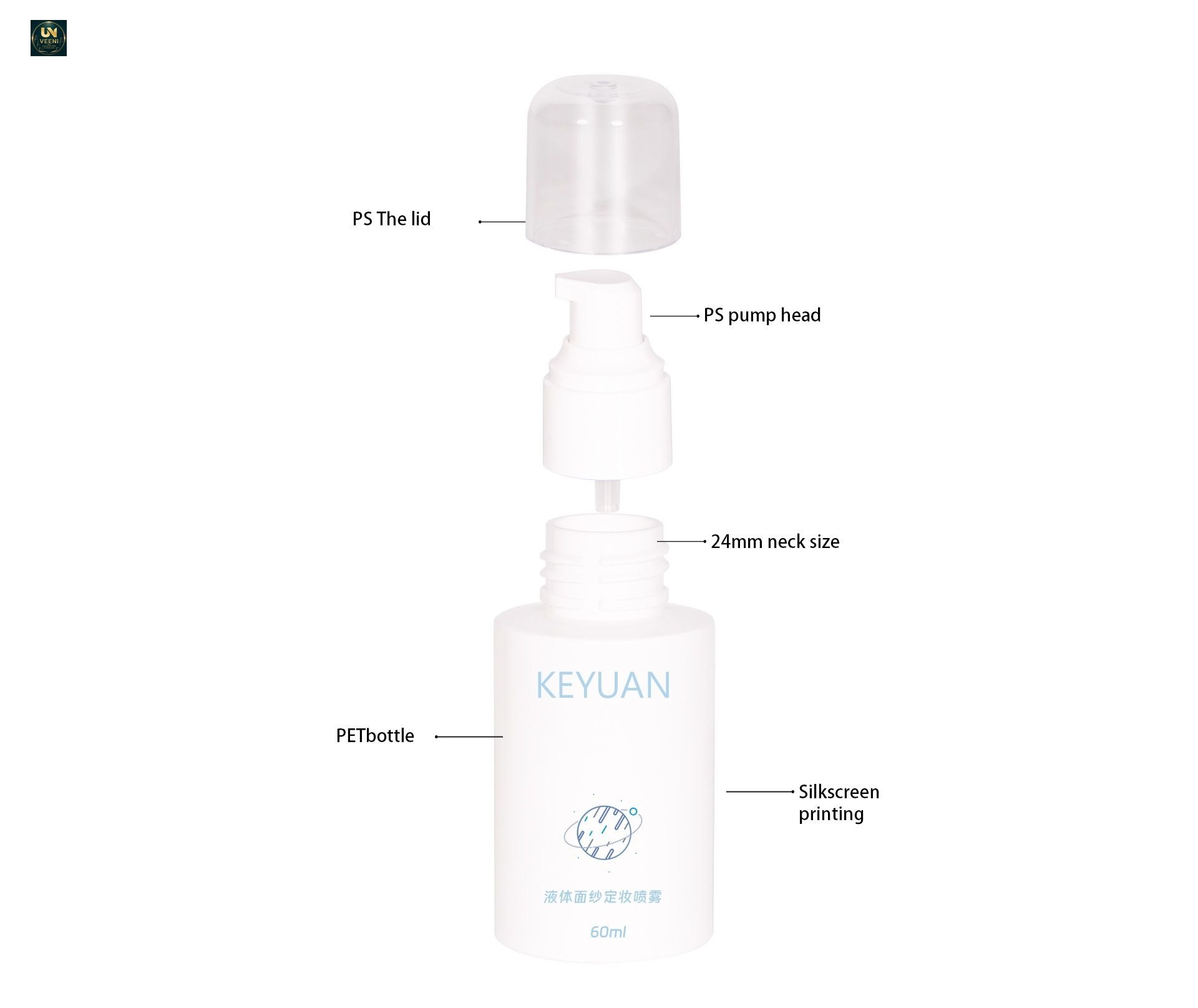 KY256 - Chai Xịt Sương PET 60ml Cao Cấp Cho Mỹ Phẩm