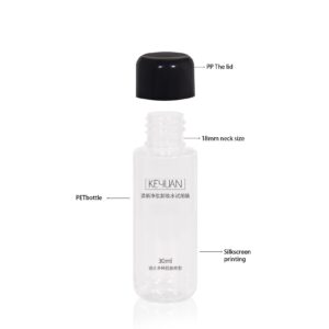 KY270 - Chai Nhựa PET 30ml Trong Suốt Đựng Nước Tẩy Trang, Nắp Vặn Màu Đen
