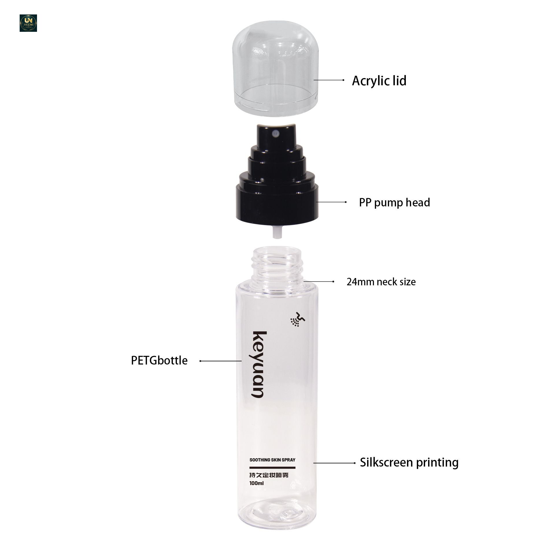 KY271 - Chai Xịt Sương Mịn Nhựa PET Trong Suốt 100ml Đựng Mỹ Phẩm, Toner