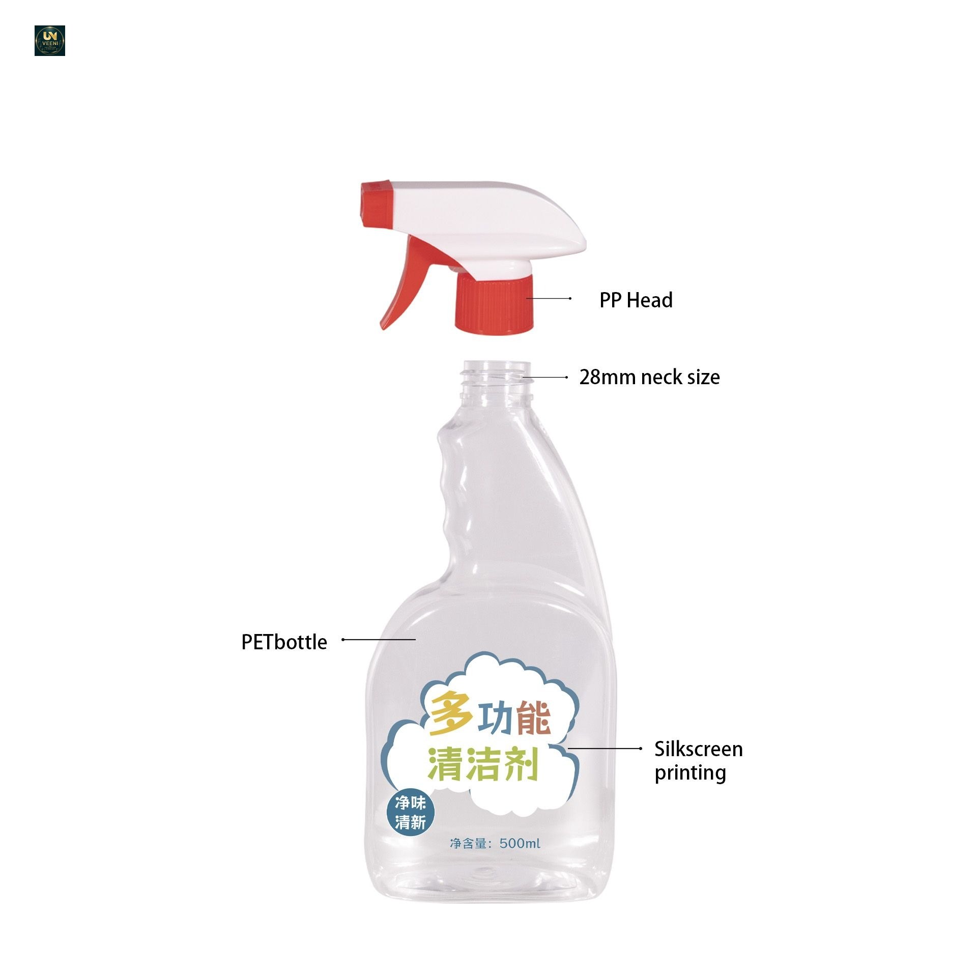KY280 - Chai xit tay rua gia dung 500ml nhua PET trong suot