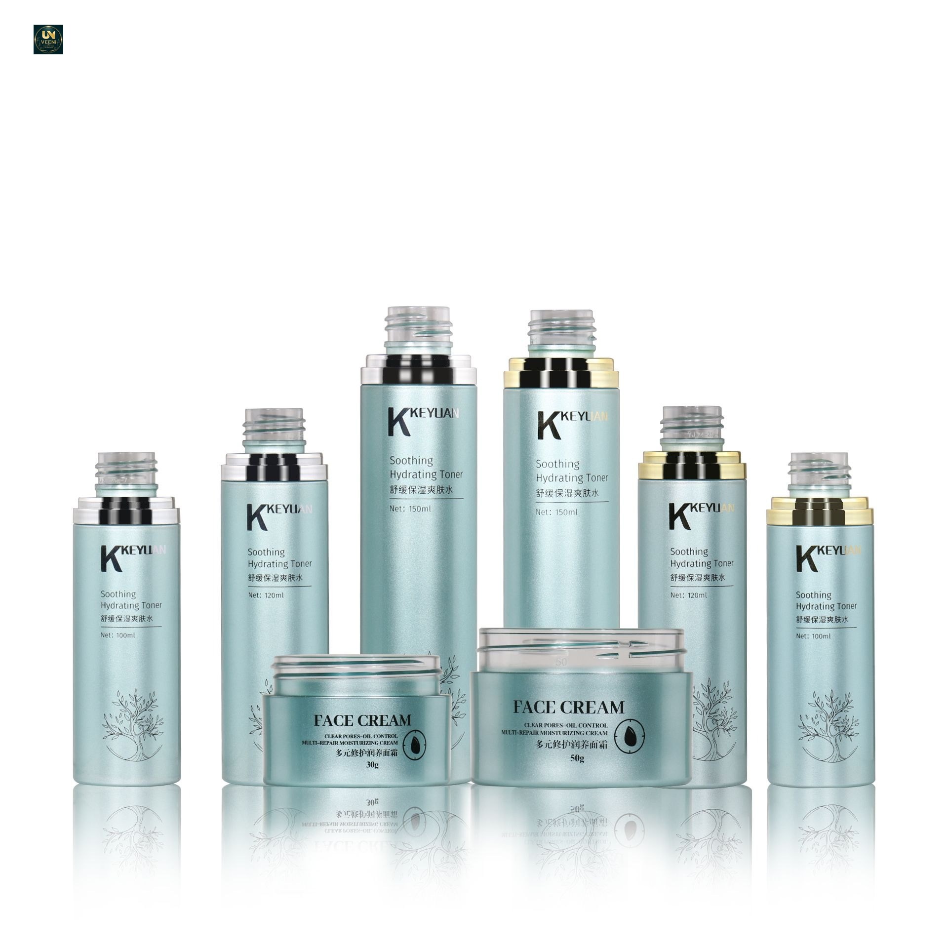 KY294 - Bộ Chai Toner và Hũ Kem Dưỡng Da Đa Kích Cỡ